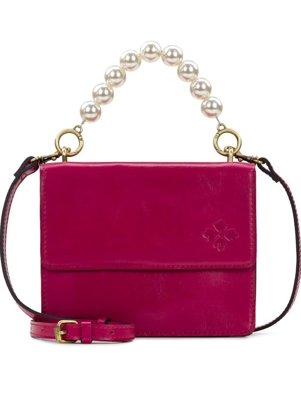 💕 NWT Patricia Nash Fuchsia Leather Pearl-Handle Crossbody